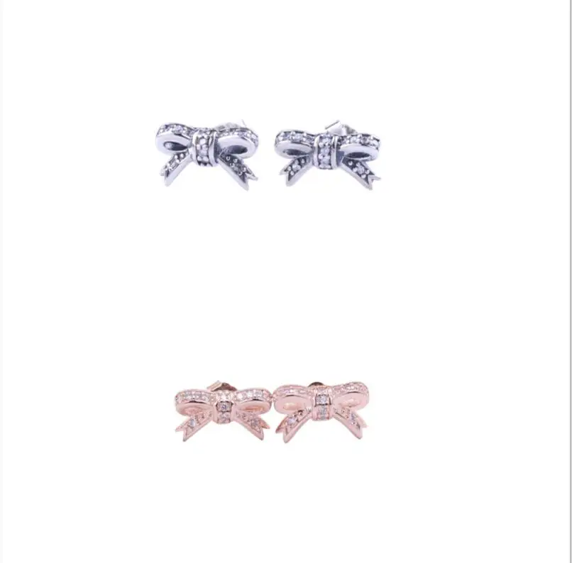 

Women's S925 Sterling Silver Rose Gold Bow Earrings For Women To Wear Original Diy Jewelry