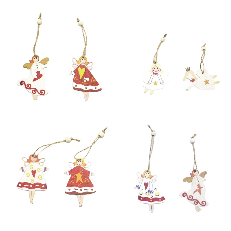 1 комплект 8 шт. украшения для рождественской елки деревянные с принтом веселые