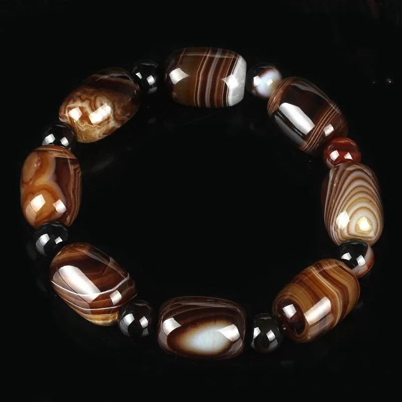 

Natural Silk Agate Bracelet for Men and Women's Fashion Single-loop Bracelets To Ward Off Evil Spirits Personality Jewelry