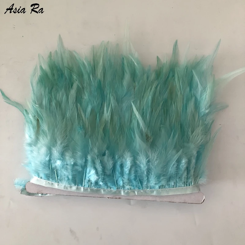 10Meters Natural Chicken Feather trims Mint Green Dyed high quality rooster hackle feathers strips fringes neck feather ribbon | Дом и сад