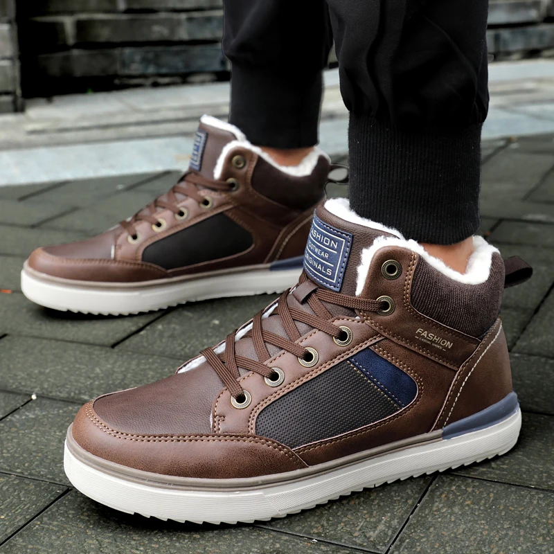 

New Fashion Men's Winter Shoes Snow Boots Sneakers High Quality Non-slip Sneakers Cashmere keep warm Ankle Footwear Size 39-46