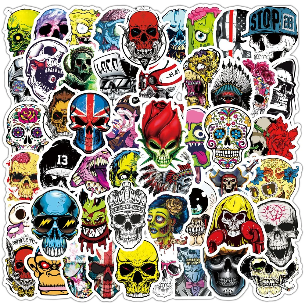 

10/30/50PCS Symphony Horror Skull Personality Graffiti Sticker Skateboard Water Cup Trolley Case Waterproof Sticker Wholesale
