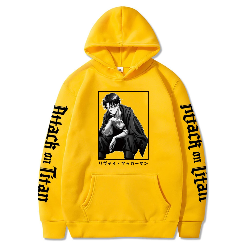 

Japanese Anime Graphic Hoodies Men Attack on Titan Levi Ackerman Harajuku Sweatshirt Unisex Male