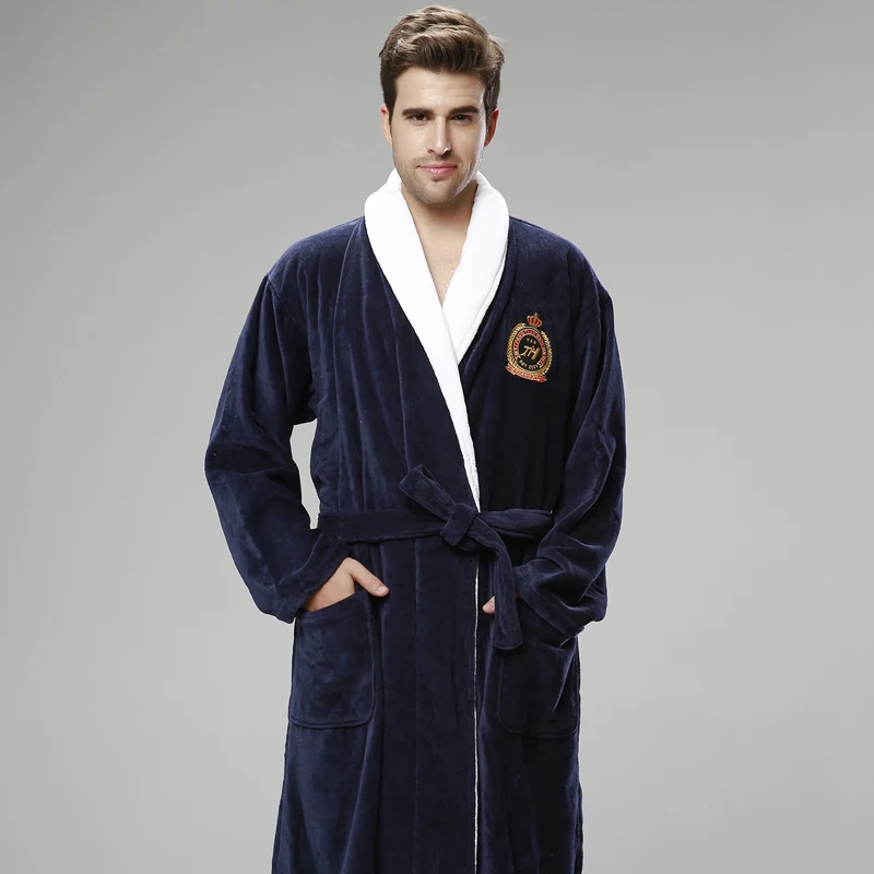 Plus Size Men's Bathrobe Winter Sleepwear Terry Robe Man Dressing Gown Home Robe Toweling Hotel Bathrobes Men Kimono Bath Robes