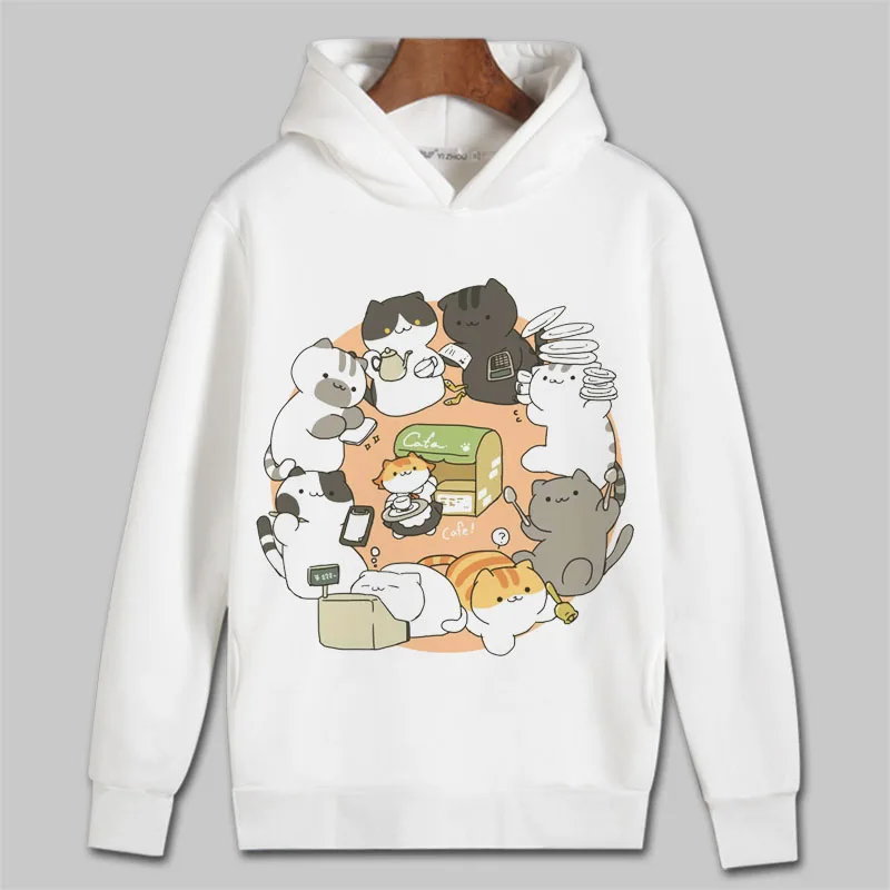 Толстовка с капюшоном для косплея мультяшным принтом кота зимние осенние