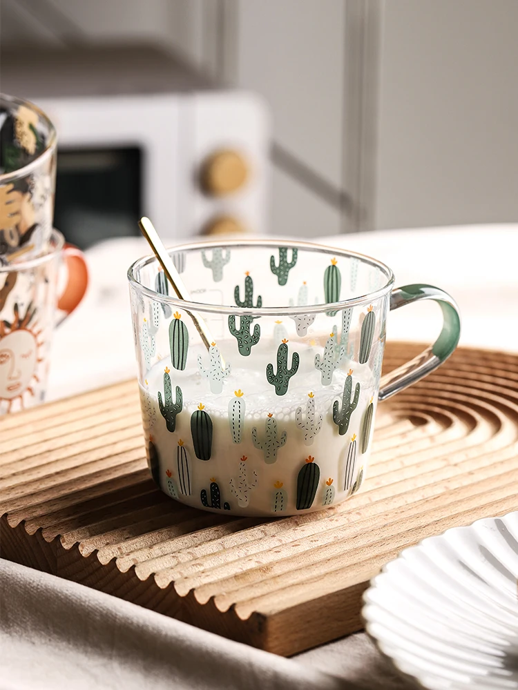 500 мл в сиропе Персик с желто-кактус Стекло Чай чашки молока со шкалой Кофе кружка