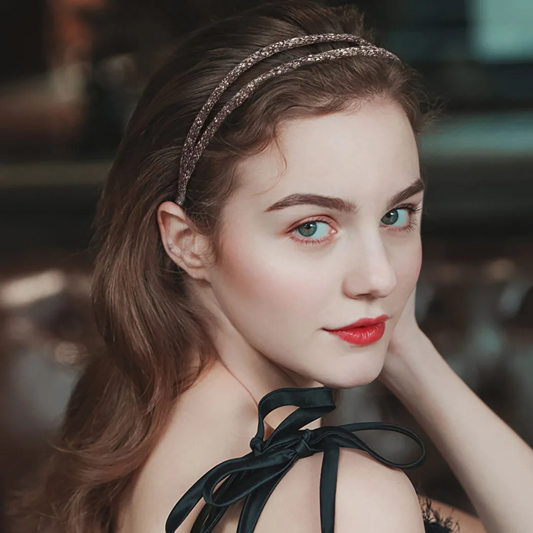 2 шт. обруч для волос в Корейском стиле Женская Блестящая повязка со стразами из