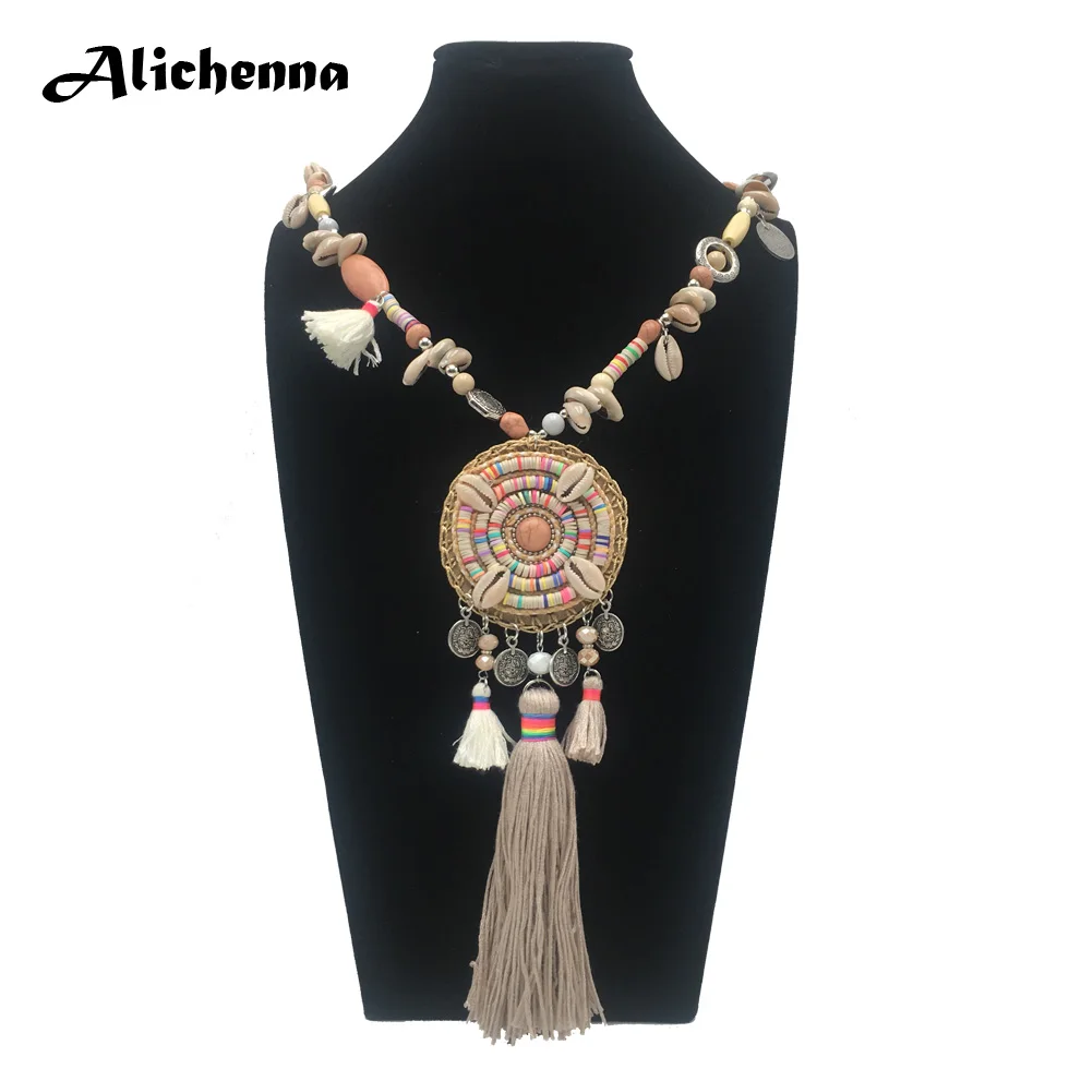 Лидер продаж женское длинное ожерелье в богемном стиле винтажное панк с цветными