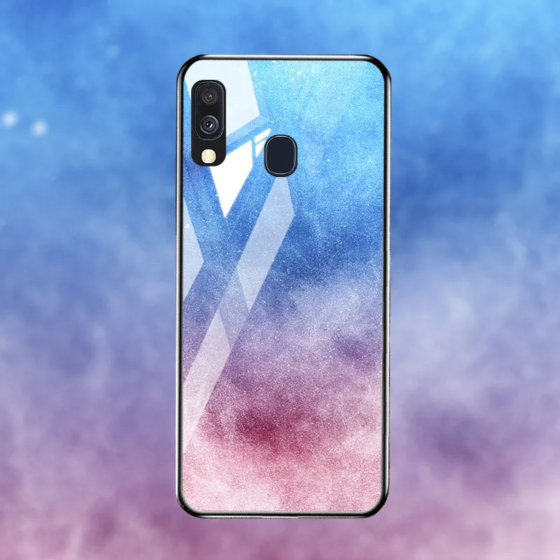Цветной стеклянный чехол для samsung A20 A30 A40 A50 A60 A70 из закаленного стекла galaxy M10 M20 M30