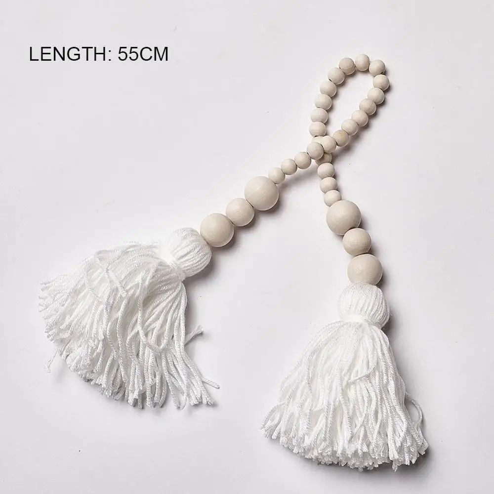 2 White tassel Деревянные бусины, гирлянда с шариком, кисточки, подарочное украшение, Настенный декор для детской комнаты, натуральный декор для свадебной комнаты принцессы, палатки - Цвет: 2 White tassel