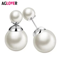 aglover fashion s925 sterling silver stud earrings natural charm pearl earrings for womens wedding jewelry gifts