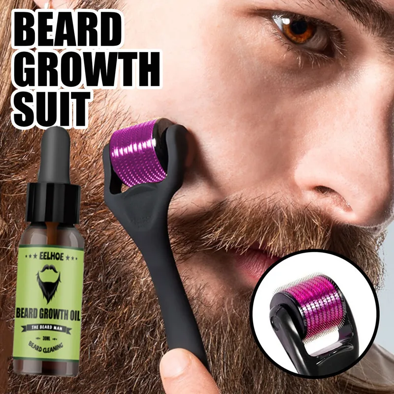 30ml 1pcs Beard Growth Spray Set Roller Beard Growth Kit Men Beard Growth Essence Enhancer Beard Oil