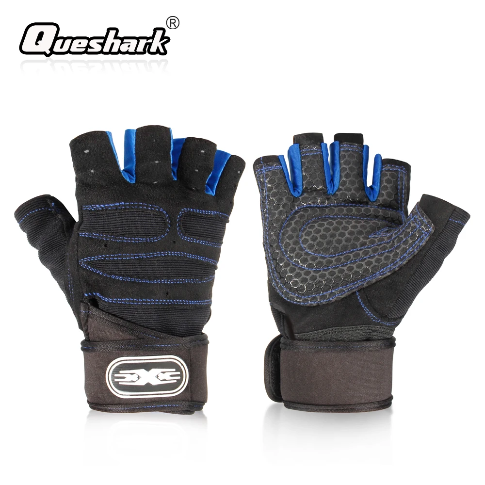 Мужские Перчатки для фитнеса с полупальцами Нескользящие дышащие расширенные