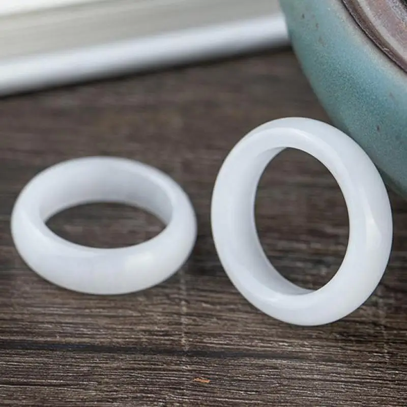 

Кольцо из натурального белого нефрита для мужчин и женщин, Изящные Ювелирные изделия из натурального синьцзянского хэтяня, нефритовые коль...