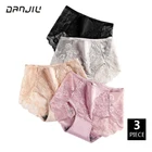 Трусики женские кружевные, бесшовные, с цветами, 3 шт.