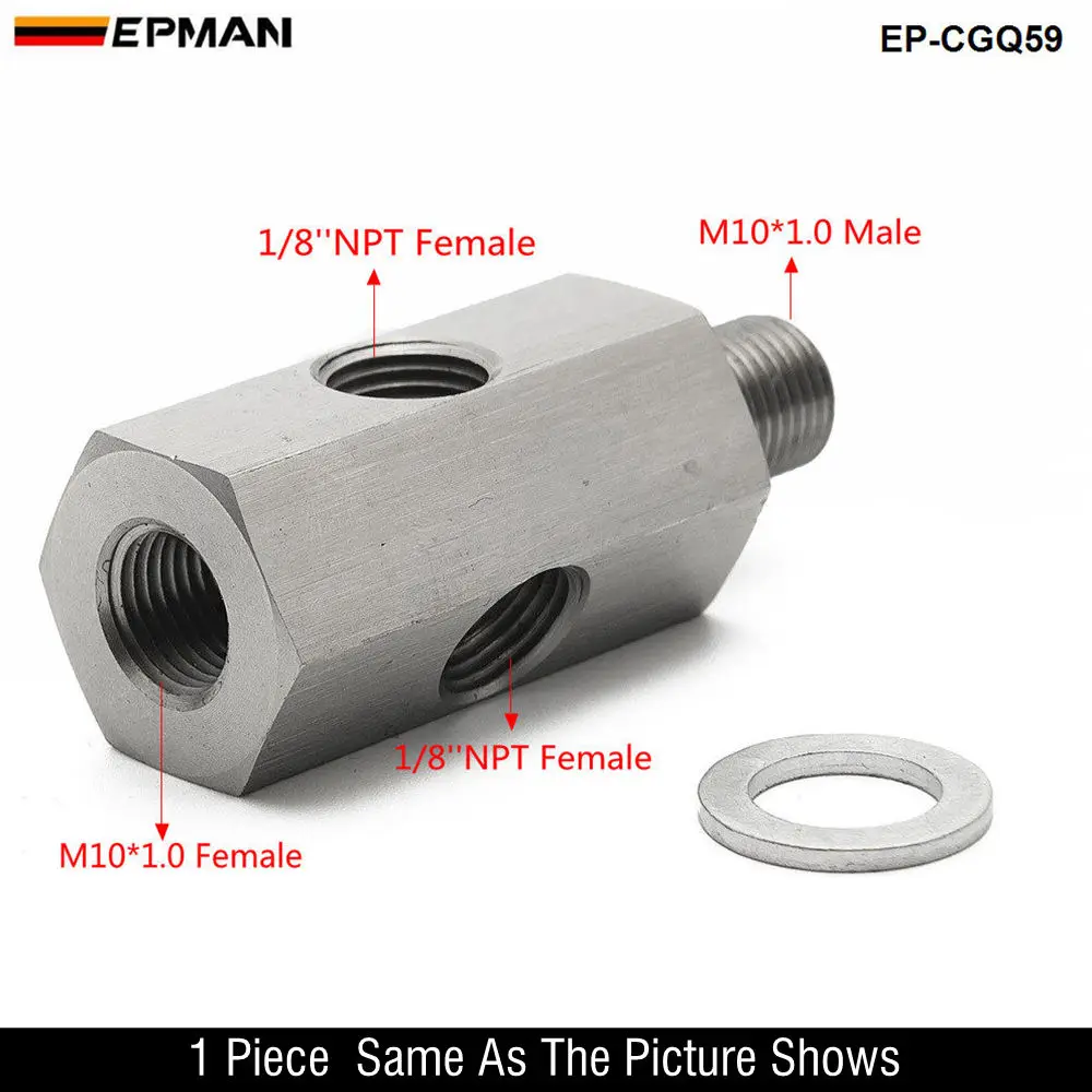 

EPMAN 1/8 дюйма NPT и 1/8 дюйма BSPT и M10X1.0 Тройник датчика давления масла к адаптеру NPT Датчик линии подачи турбонаддува EP-CGQ98