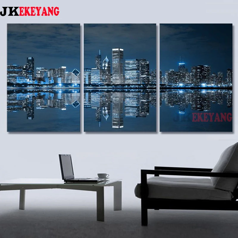 

3 шт. 5D Diy круглые/квадратная алмазная живопись Нью-Йорк ночной вид Алмазная мозаика вышивка крестиком Y4012