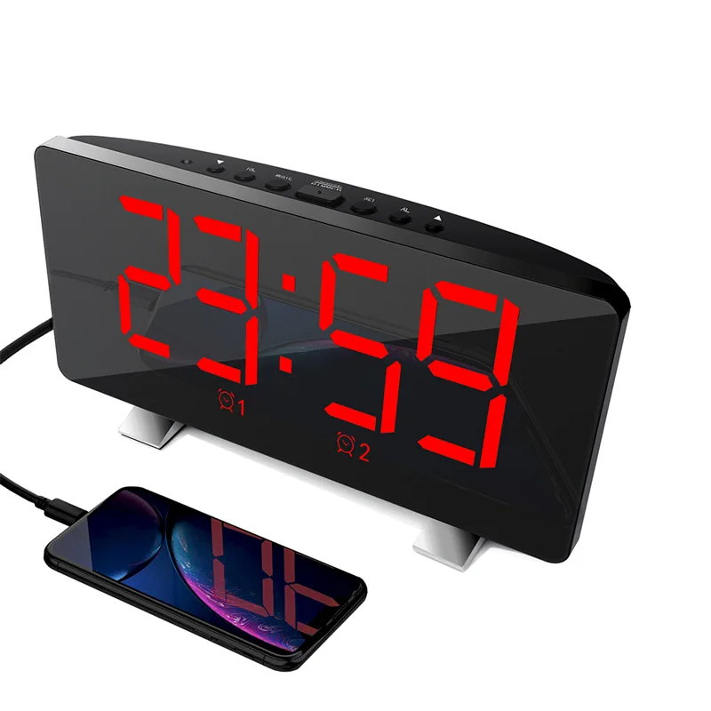 Светодиодный цифровой будильник с USB зарядкой светодиодный дисплей большим