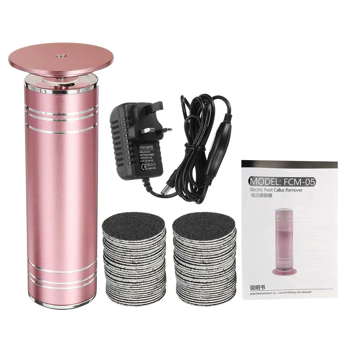 

1000rpm Electric Foot File Callus Remover Foot Care Tool with 60pcs Replacement Sandpaper Disks Remove Heel Dry Dead Skin Tools