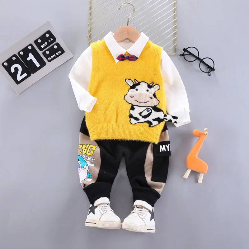 

3 шт., Детский костюм из жилета, рубашки с бантом и брюк