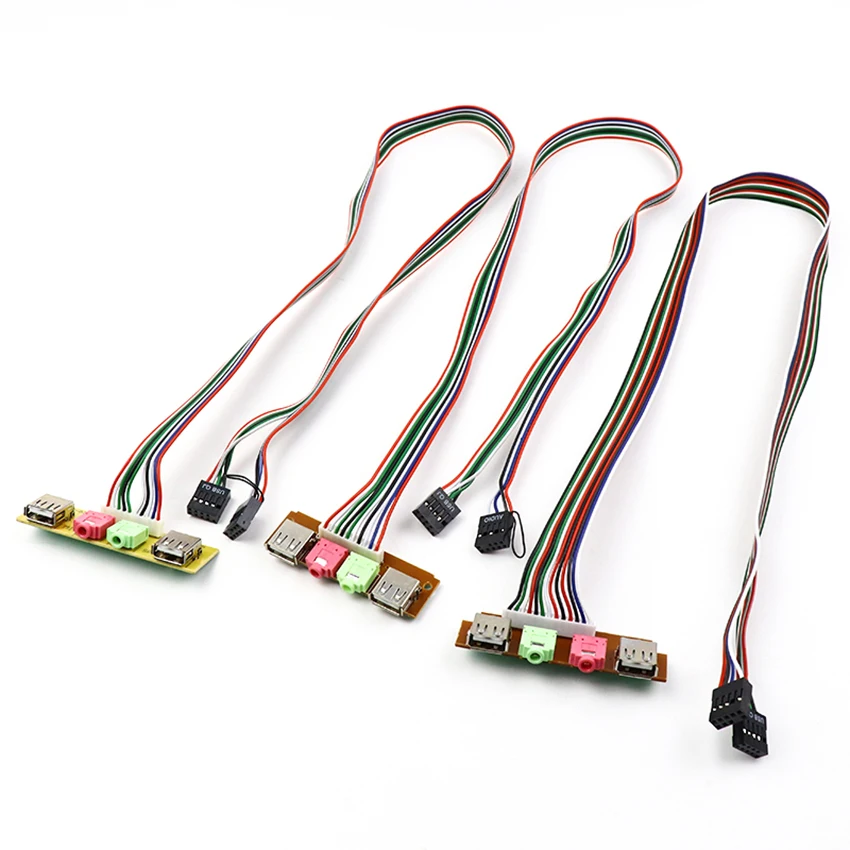 

USB Front Panel Cable HUB Computer Chassis Front Panel Desktop Microphone & Earphone Audio Jacks Port 6.8cm 7.4cm 7.8cm