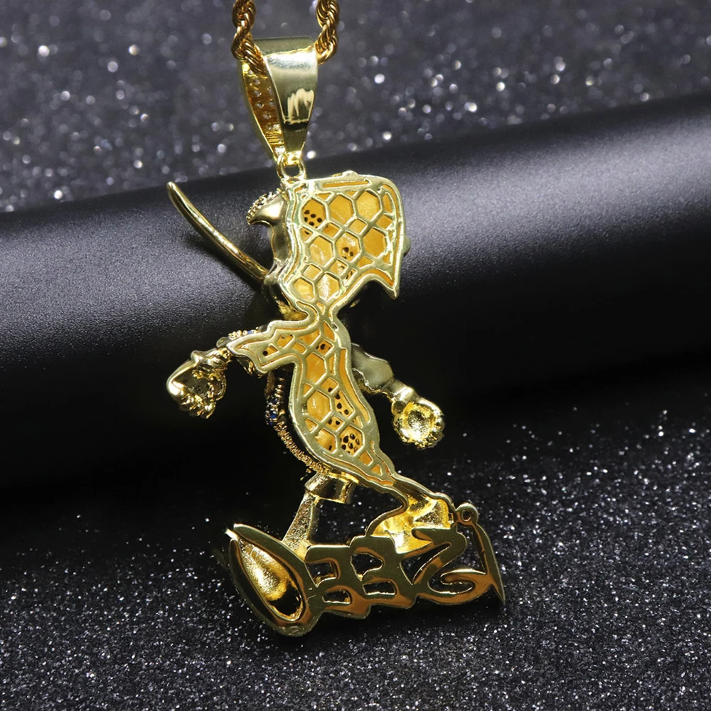 Pinocchio мультфильм аниме персонаж кулон с веревкой цепь золото серебро Bling кубический циркон мужская хип хоп ожерелье ювелирные изделия подарок