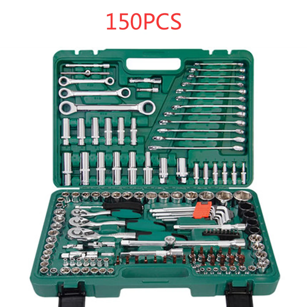 150PCS Auto Repair Tools, 1/4-Inch Car Repair Kit Socket Ratchet Wrench Combination Package Mixed Tool Set