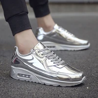 spring and autumn new shiny face trend fashion air cushion mens shoes youth casual light all match sneakers all gold shoes