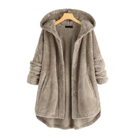 women placket jackets women double sided fleece sweater 2021 new winter hooded coats fashion mid length button tops