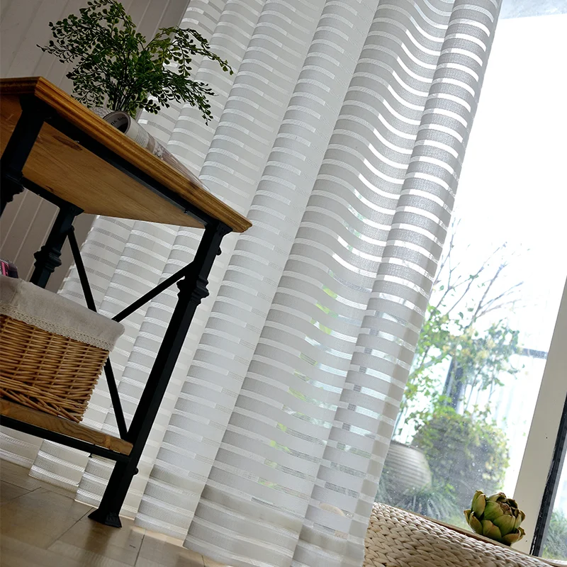 Полосатые прозрачные Занавески для гостиной домашние украшения современные