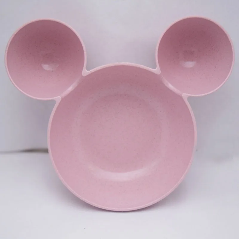 1pcs Pink Детская пшеничная соломенная столовая посуда миска детская тренировочная чаша Милая картонная посуда набор детского питания - Цвет: 1pcs Pink