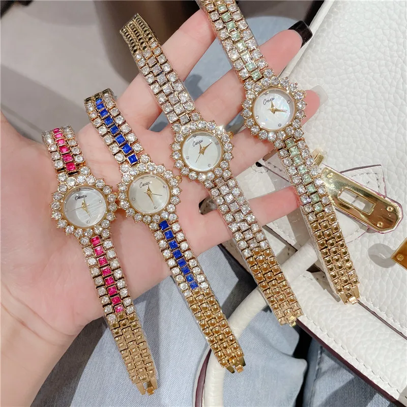 

2021 Diamond Ladies Watch Quartz Fashion Top Brand Luxury Women Watches With Rhinestone Crystal Dress Wristwatch For Women
