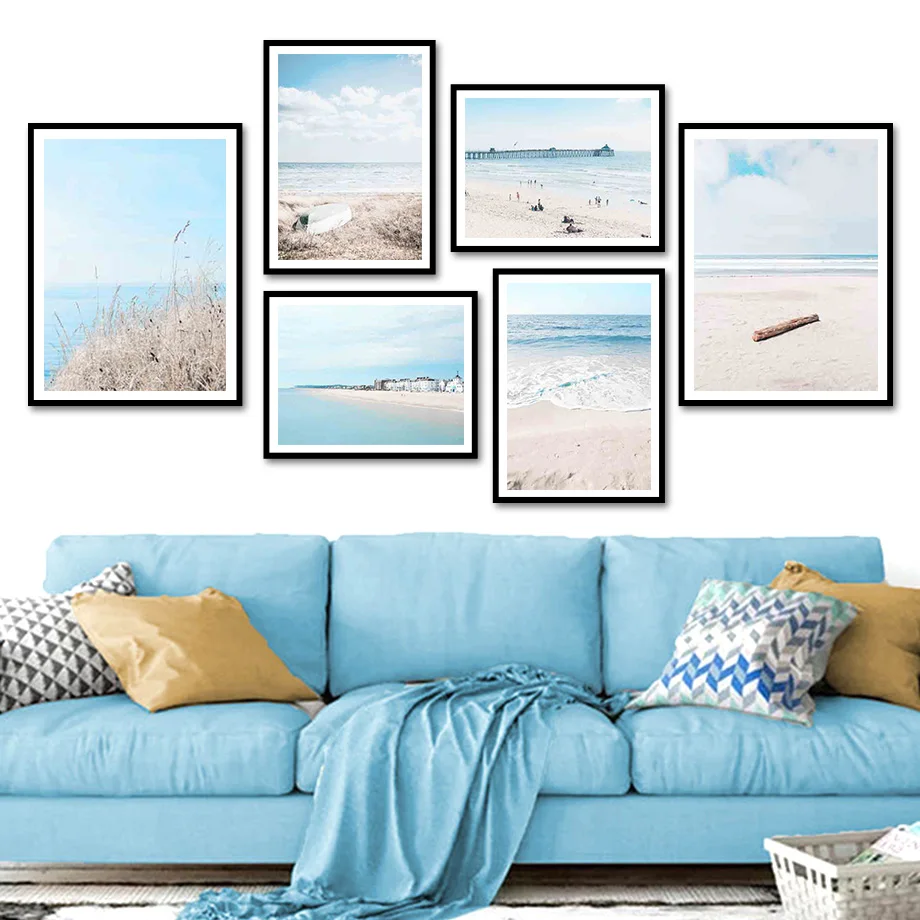 

Sky Sea Waves Path Reed Beach Landscape Wall Art Canvas Painting Nordic Posters And Prints Wall Pictures For Living Room Decor