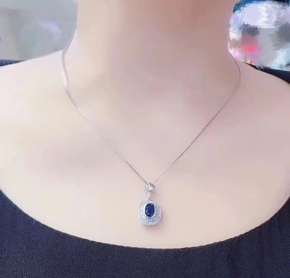 Женская цепочка с подвеской в виде сапфира ювелирное изделие из настоящего
