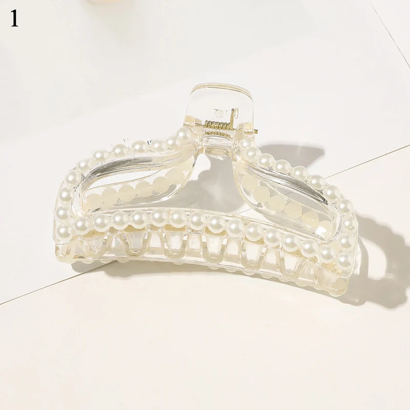 

Lady Pearls Hair Clip Geometric Hair Claw Horsetail Hairpin Big Small Size Black White Barrettes Women Hair Pins Accessory