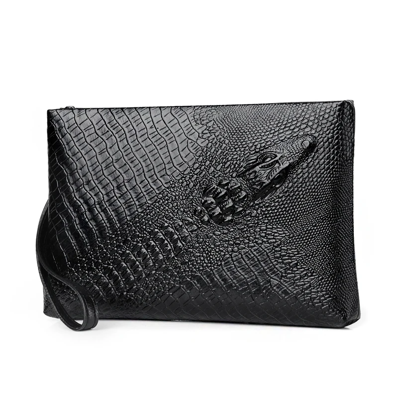 

Vegan Leather men Clutch Bags long wallets for men Bags Crocodile Purse Business Male Clutches bags envelope bag Male wristlets