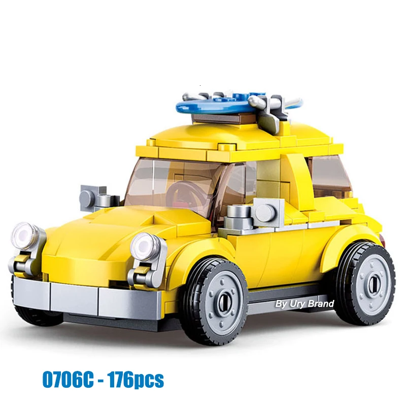 

Retro Vintage Style Racing Car Model Classical Vehicle Racer Dolls City Series Building Blocks sets DIY Toys for children Gift