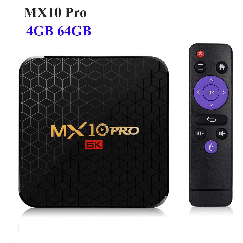 Smart tv box MX10 PRO Android 9,0 Allwinner H6 UHD 4K Media Player 6K Изображение декодирования 4 Гб оперативной памяти, 32/64GB 2,4G WiFi ТВ приставка android smart - Цвет: 4GB 64GB