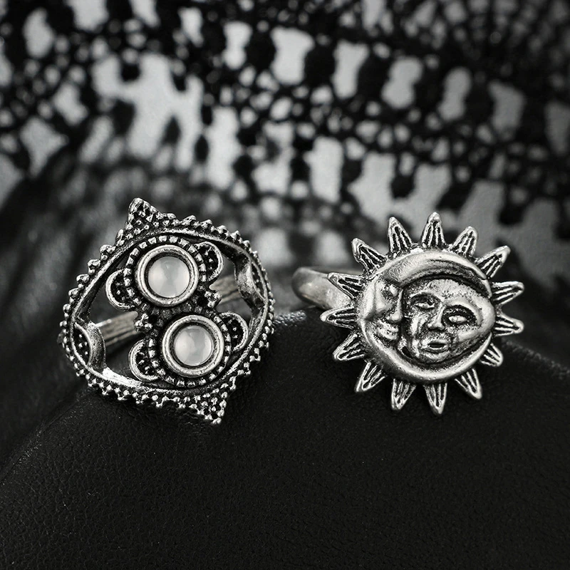 

Bohemian 14 Pcs/set Sun Flower Love Thumb Stack Rings For Women Ladies Knuckle Tide High Quality Jewelry