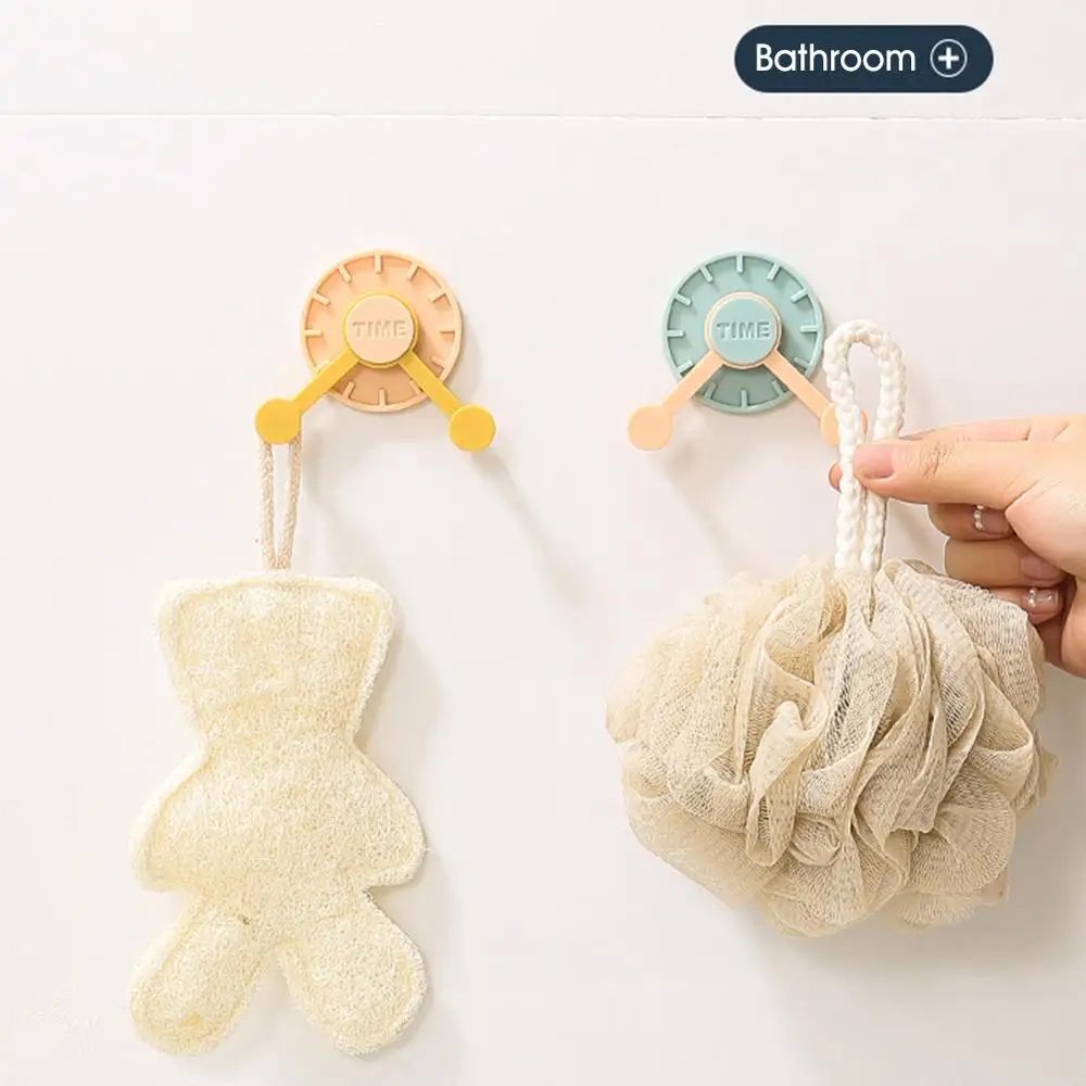 

4pcs/lot Time Clock Wall Hooks Clothes Towel Mask Hanger Rotating Strong Sticky Hook Bag Coat Holder Keys Organizer Home Decor