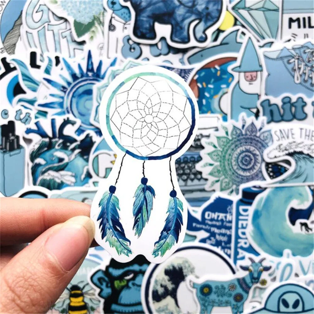 

10/30/50PCS Cartoon Fresh Blue Graffiti Stickers Scooter Laptop Suitcase Waterproof Guitar Decoration Toys Wholesale