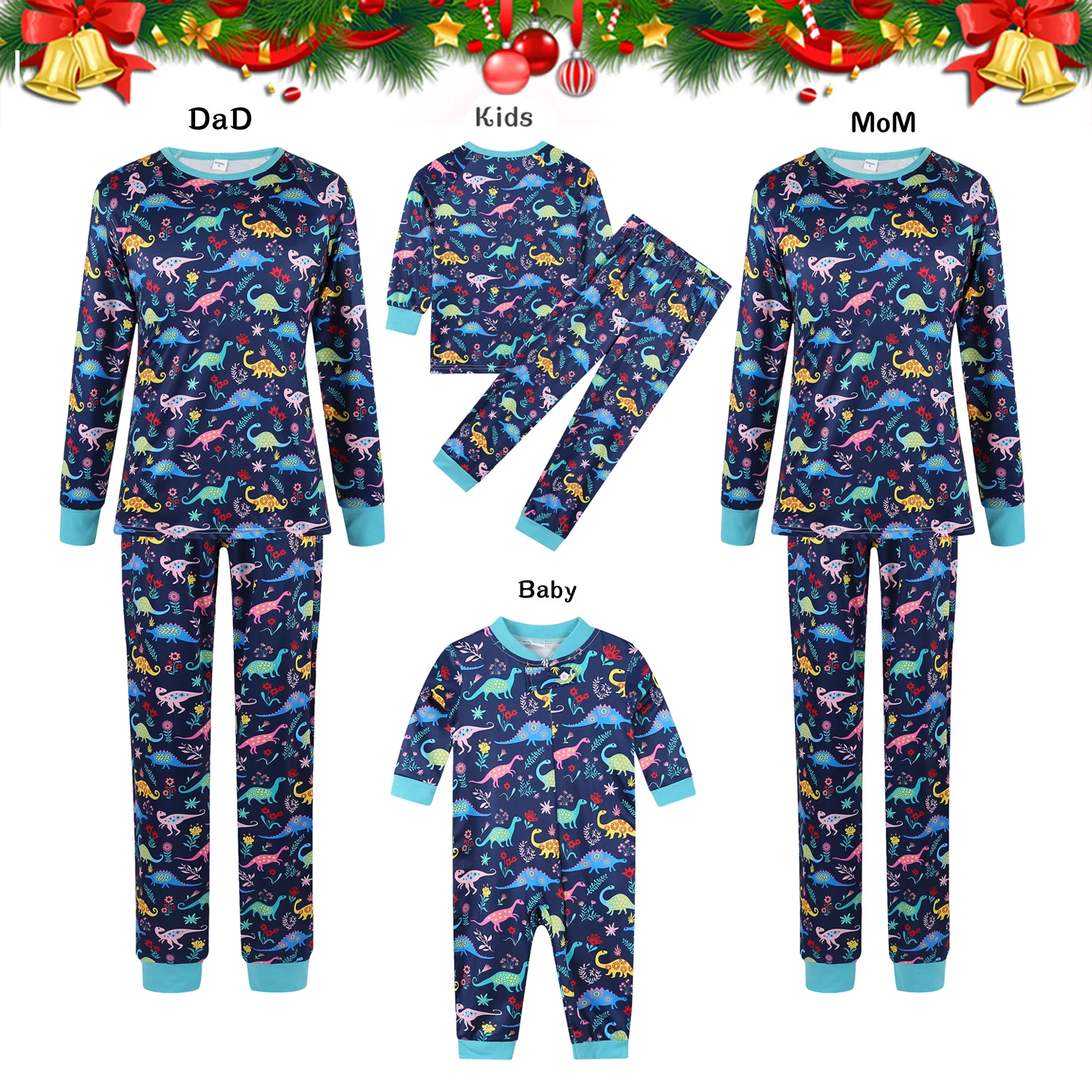 

2021 Family Matching Suit Pajamas Christmas Pajamas Set Fashion Cartoon Blue Pajamas Father Son Mother Daughter Family Wear