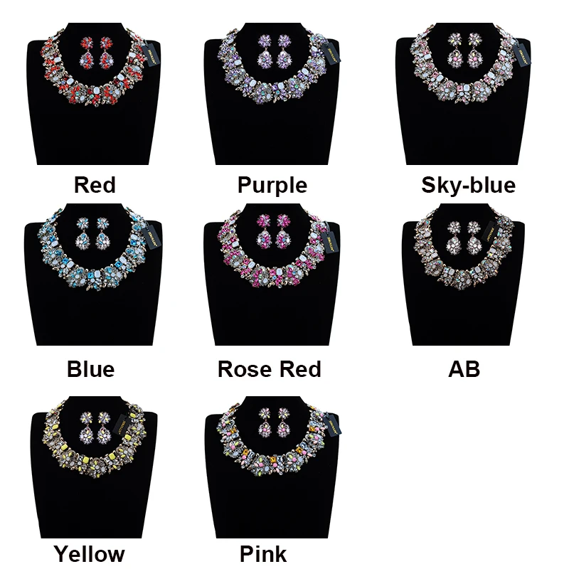 Женский ювелирный комплект из колье и серёг в винтажном стиле|necklace earring|crystals necklaces