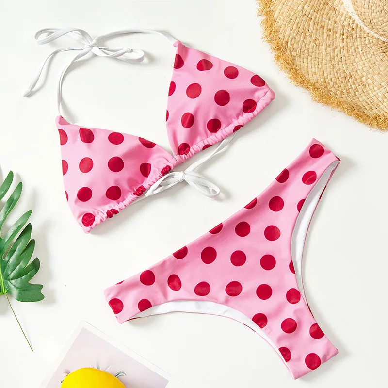 Polkadots комплект бикини купальник сексуальный женский Холтер пуш ап Feminino 2019