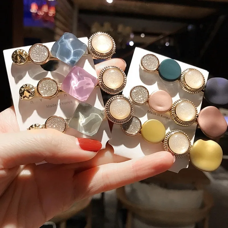 2 шт./компл. милые круглые заколки для волос с кристаллами женщин и девочек ярких