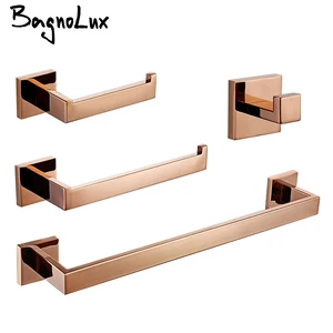 Красивый настенный крючок BagnoLux из нержавеющей стали цвета розового золота, держатель для туалетной бумаги, полотенцесушитель, аксессуары для ванной комнаты