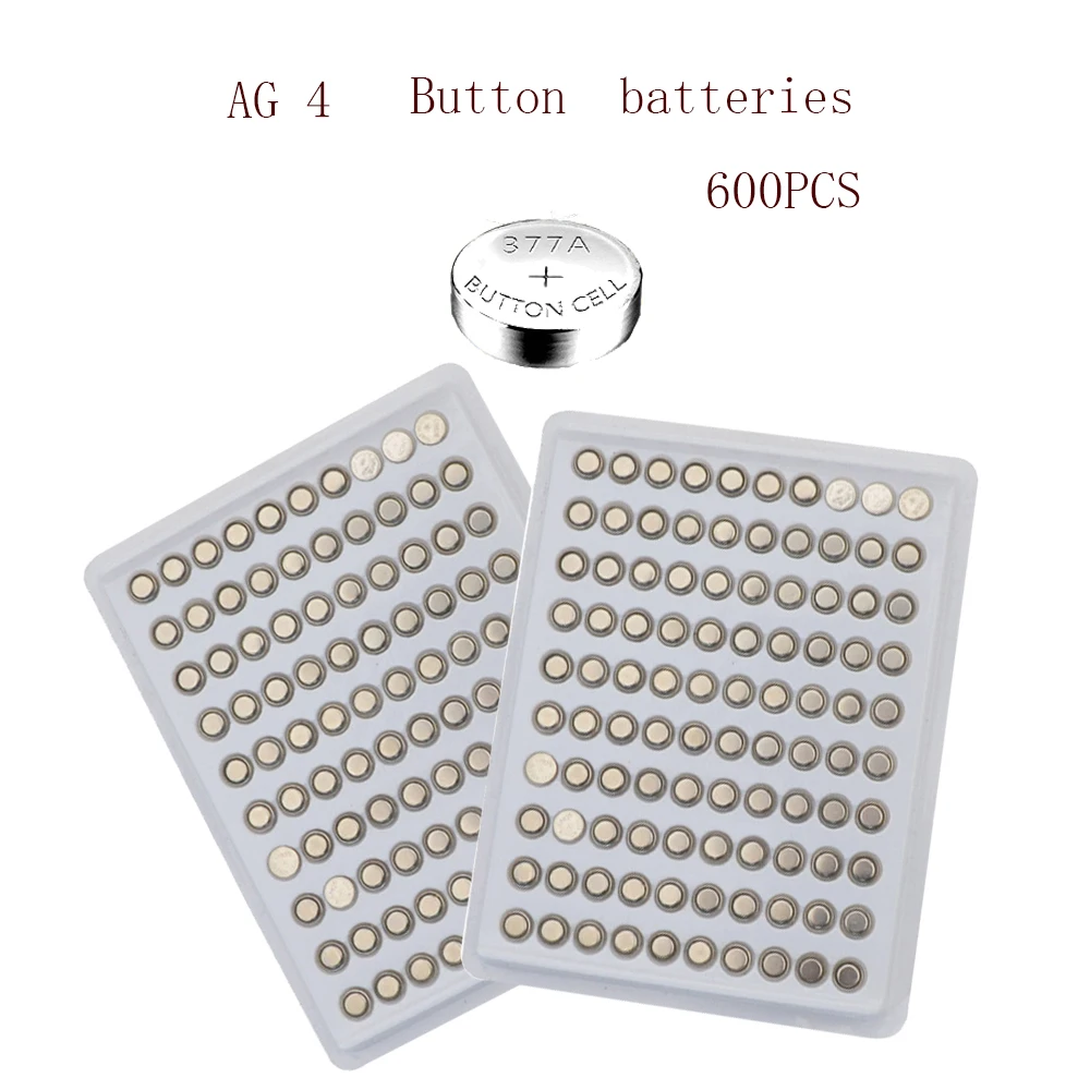 

AG4 1.55V 600pcs AG4 20mAh Watch Button Battery 377 LR626 Cell Coin Batteries SR626SW SR626 Electronics Watch Toy Accessories