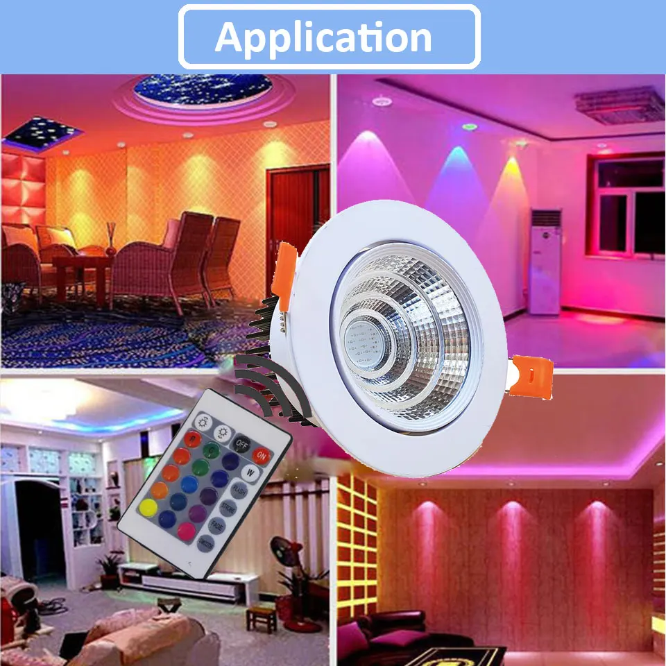 GD 1 шт., 3 Вт, 6 Вт, 9 Вт, RGB светодиодный потолочный светильник, сменный цвет, встраиваемый точечный AC85-265V с регулируемой яркостью, RGB прожектор с пультом дистанционного управления