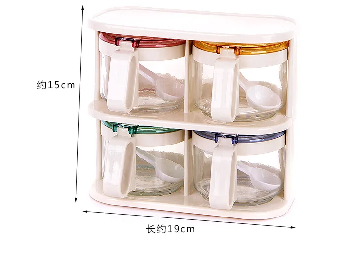 Стеклянный контейнер для хранения соли и перца с ложкой|storage box|container kitchenstorage box