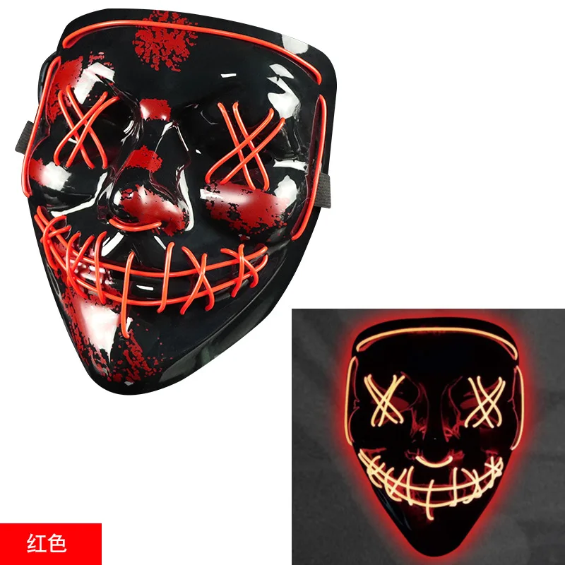 Светящаяся маска светодиодный ная Хэллоуин клоун смешной диско танцы ПВХ